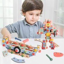 智慧螺母积木益智桌面玩具榉木儿童创想动手动脑拼装螺丝积木组合