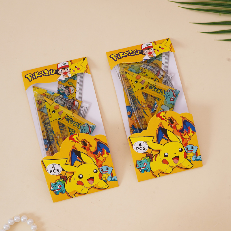 Pikachu Set Ruler Baokemeng Learning Ruler Cartoon Student Acrylic Stationery Triangle Ruler for Junior High School Students Pikachu Set Ruler Baokemeng Learning Ruler Cartoon Student Acrylic Stationery Triangle Ruler for Junior High School Students
