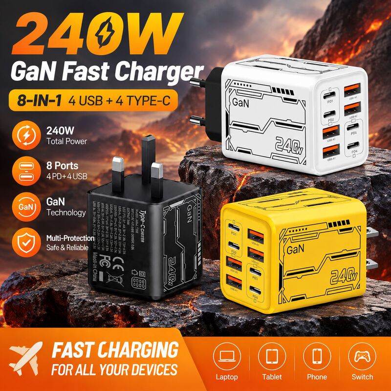 240W multi-port fast charger, designed for cross-border sales, compatible with Apple 18 and Huawei phones, available for wholesale 240W multi-port fast charger, designed for cross-border sales, compatible with Apple 18 and Huawei phones, available for wholesale