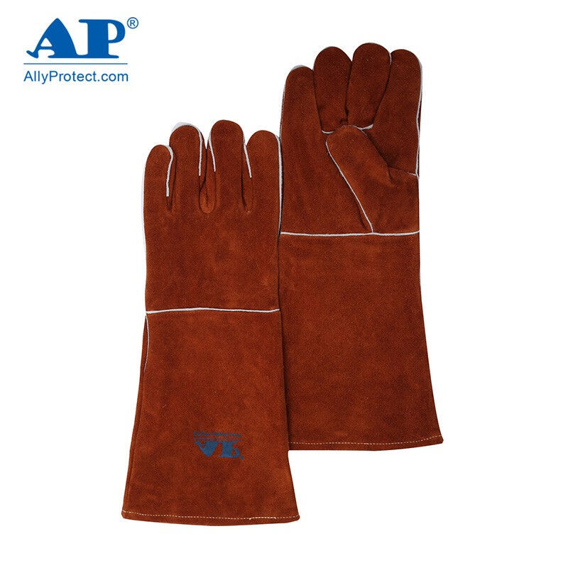 友盟AP-2056咖啡色烧焊手套电焊手套焊接用防护劳保手套全皮材质