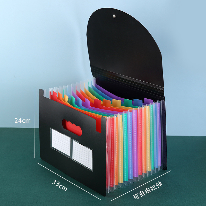 Personalizado transfronterizo 25 bolsas de órgano de tapa abierta a4 carpetas multicapa de color oficina pp bolsa de almacenamiento bolsa de acabado