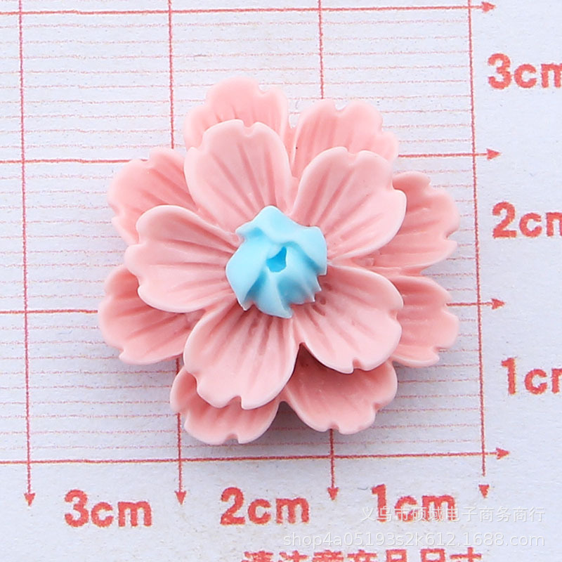二層立体桃の花桜ジャスミン diy ヘアピン水カップ携帯電話ケース下駄冷蔵庫マグネット樹脂アクセサリー|undefined