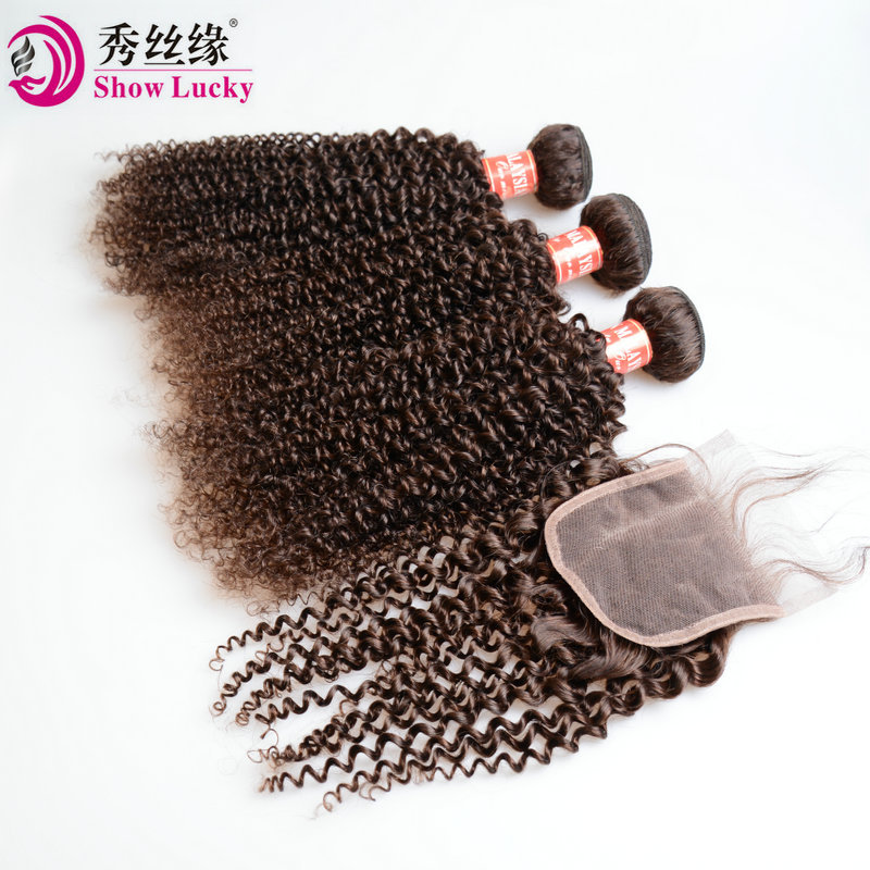 Pelucas europeas y americanas Malasia #2 Malasia Kinky Curly Human Hair Closure