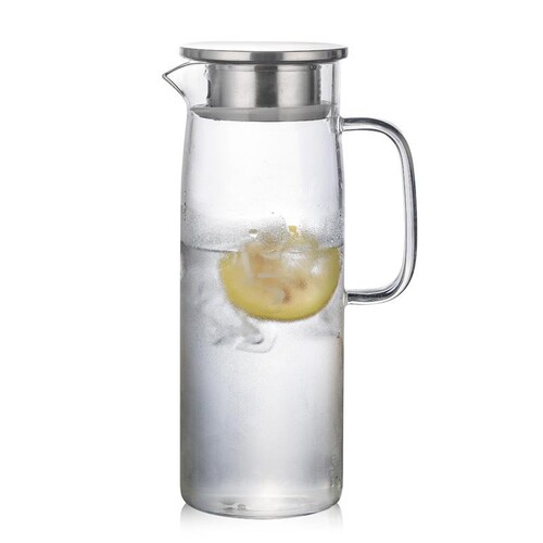 High Borosilicate Glass Straight Body Kettle, Boiled Water/Kool-Aid Jug, Office Large Capacity Transparent Glass Juice/Cold Water Jug