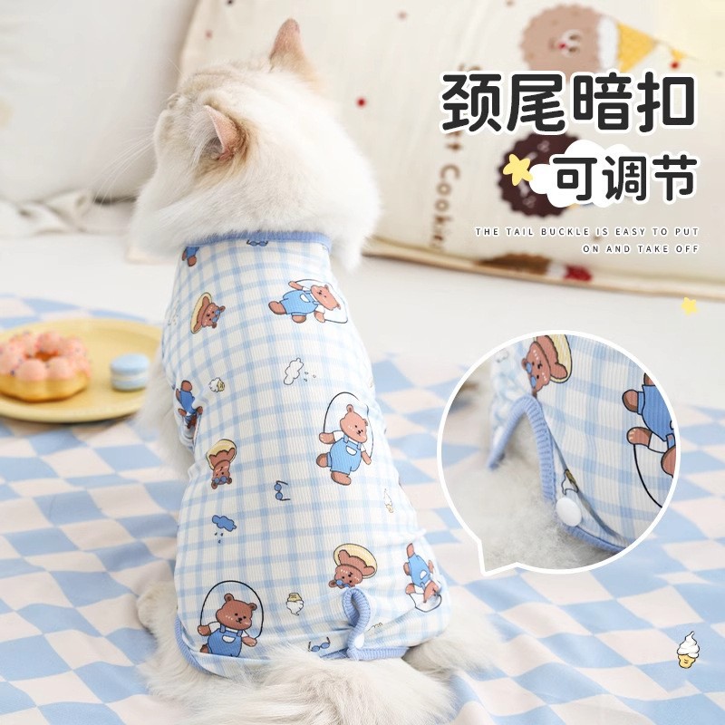 Ropa de gato para evitar la pérdida de pelo de verano delgada muñeca de gato gatito mascota gatito destete gato abrigo de abdomen