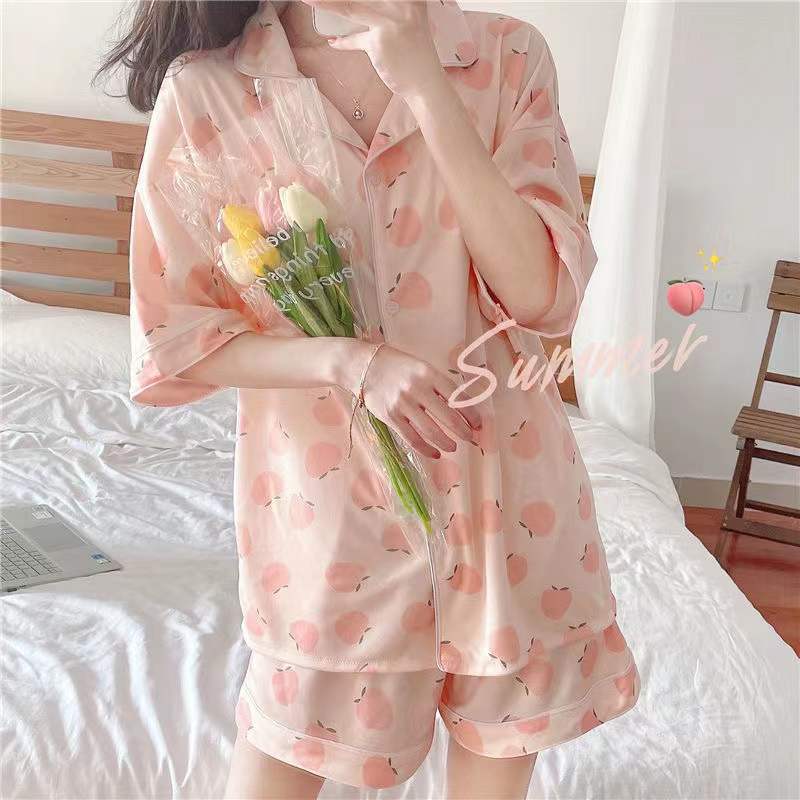 Nuevo estilo coreano pijamas de las mujeres cardigan verano oso japonés INS en línea celebridad manga corta estudiante delgada homewear traje