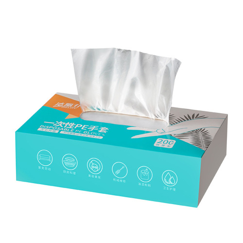 Food grade catering kitchen household PE gloves disposable gloves 100 pieces boxed thickened oil-proof glove film