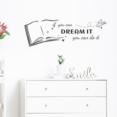 LD-E002個性書本翻開英文標語客廳背景美化臥室裝飾牆貼畫自粘