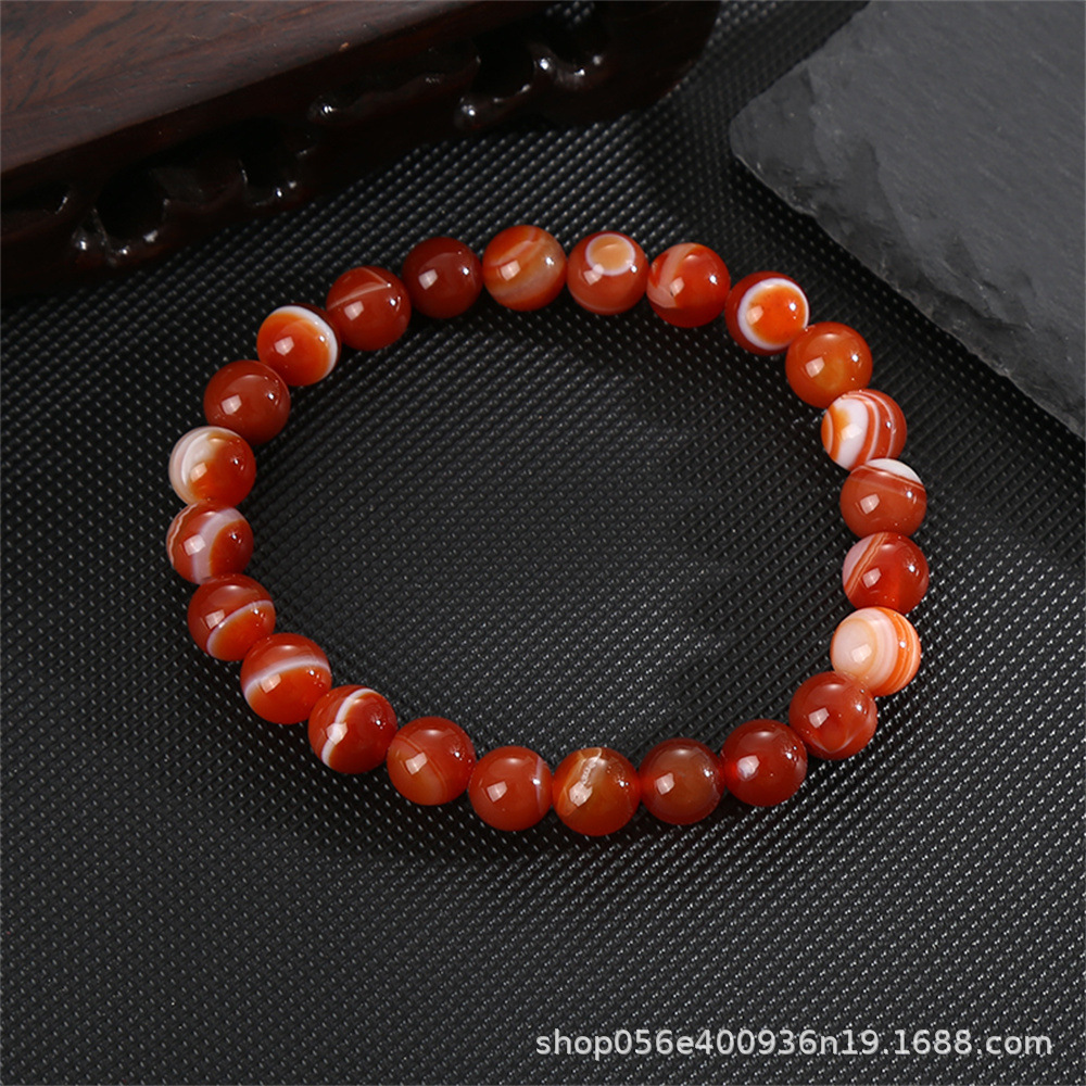 Moda simple 8mm pulsera de piedra de ágata natural alta sensación de mano de cristal cuentas pulsera comercio exterior al por mayor damas