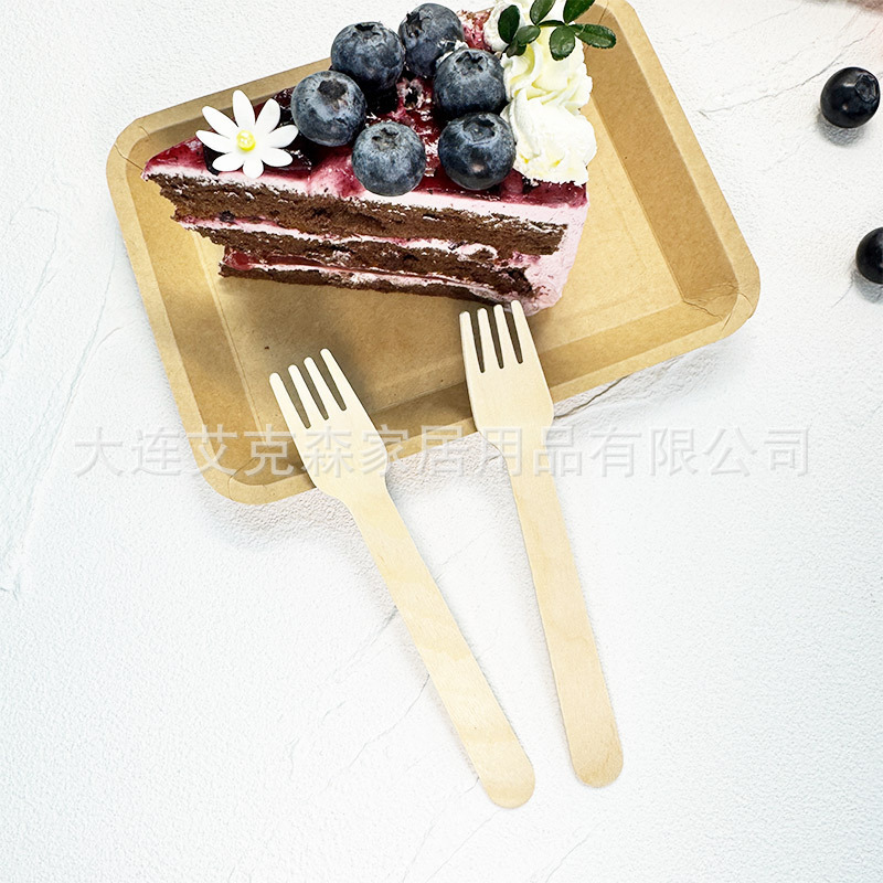 160mm B Grade Disposable Eco-Friendly Birch Forks - Biodegradable Food Grade Heat Resistant