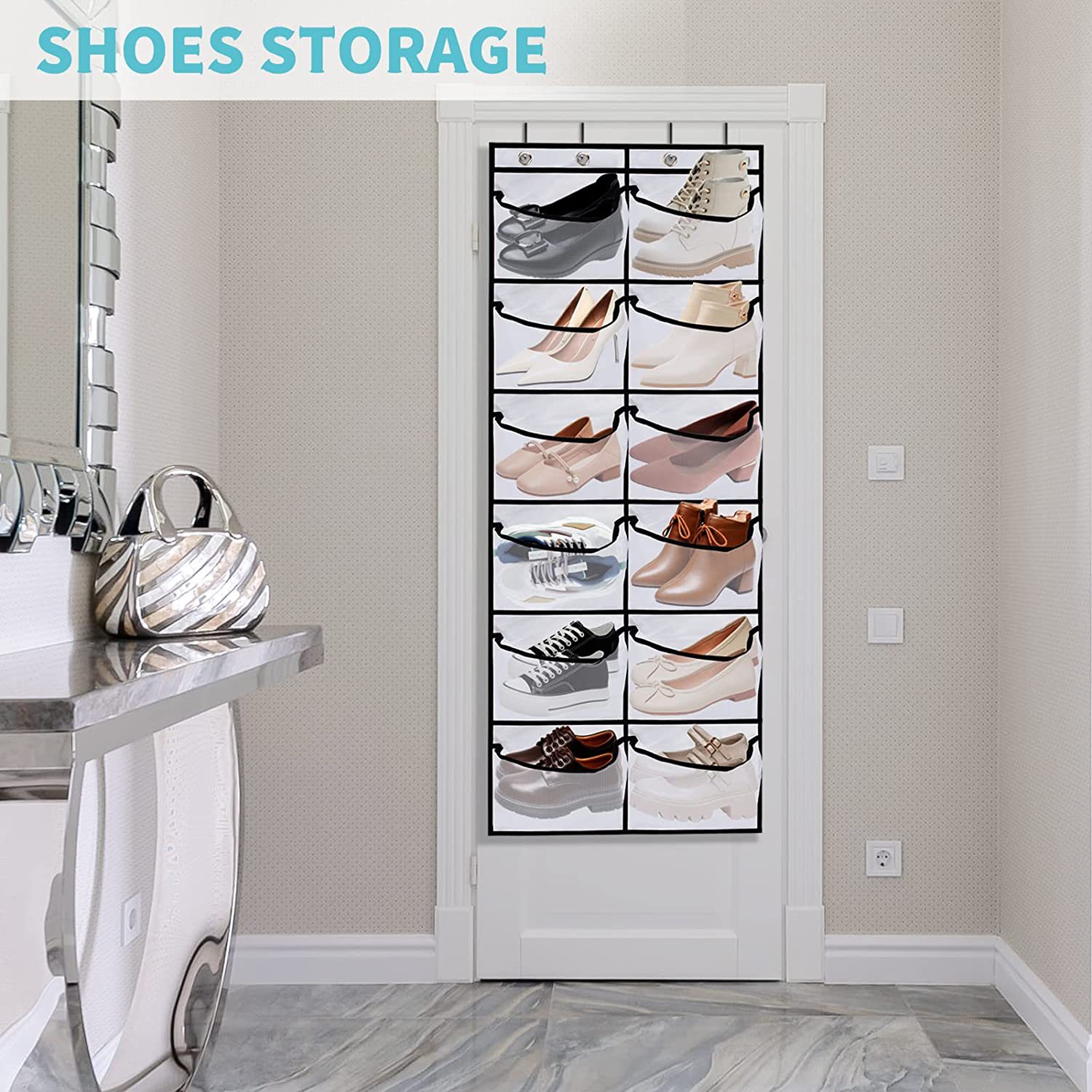 Bolsa colgante de almacenamiento de puerta de tela no tejida de 12 rejillas dedicada transfronteriza