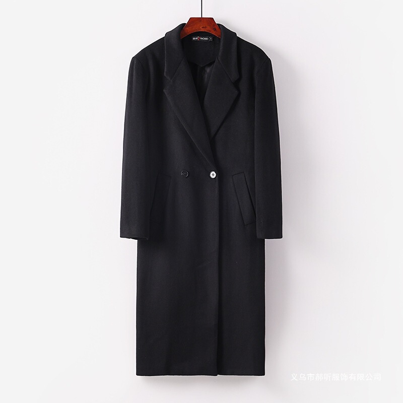 Autumn and Winter Long Over-The-Knee Double-Sided Cashmere Outwear Men's Double-Breasted Korean Style Suit Loose Woolen Windbreaker Jacket