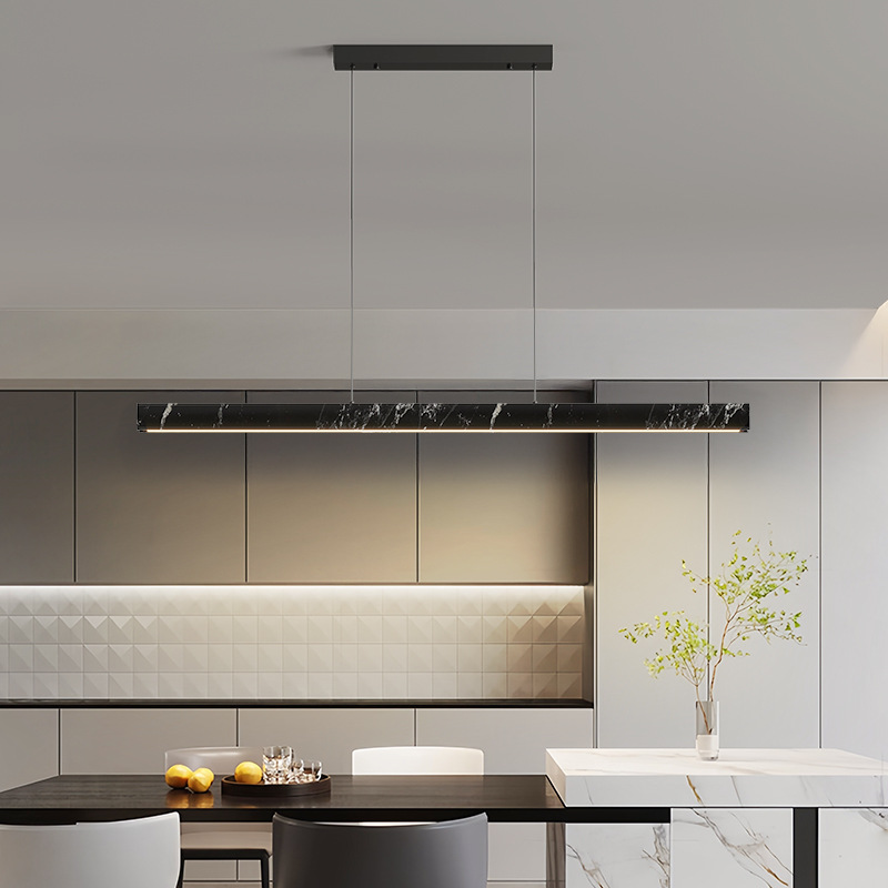 Estilo italiano minimalista restaurante candelabro arte nórdico diseño moderno mesa de comedor barra de bar patrón de mármol tira luz de lujo