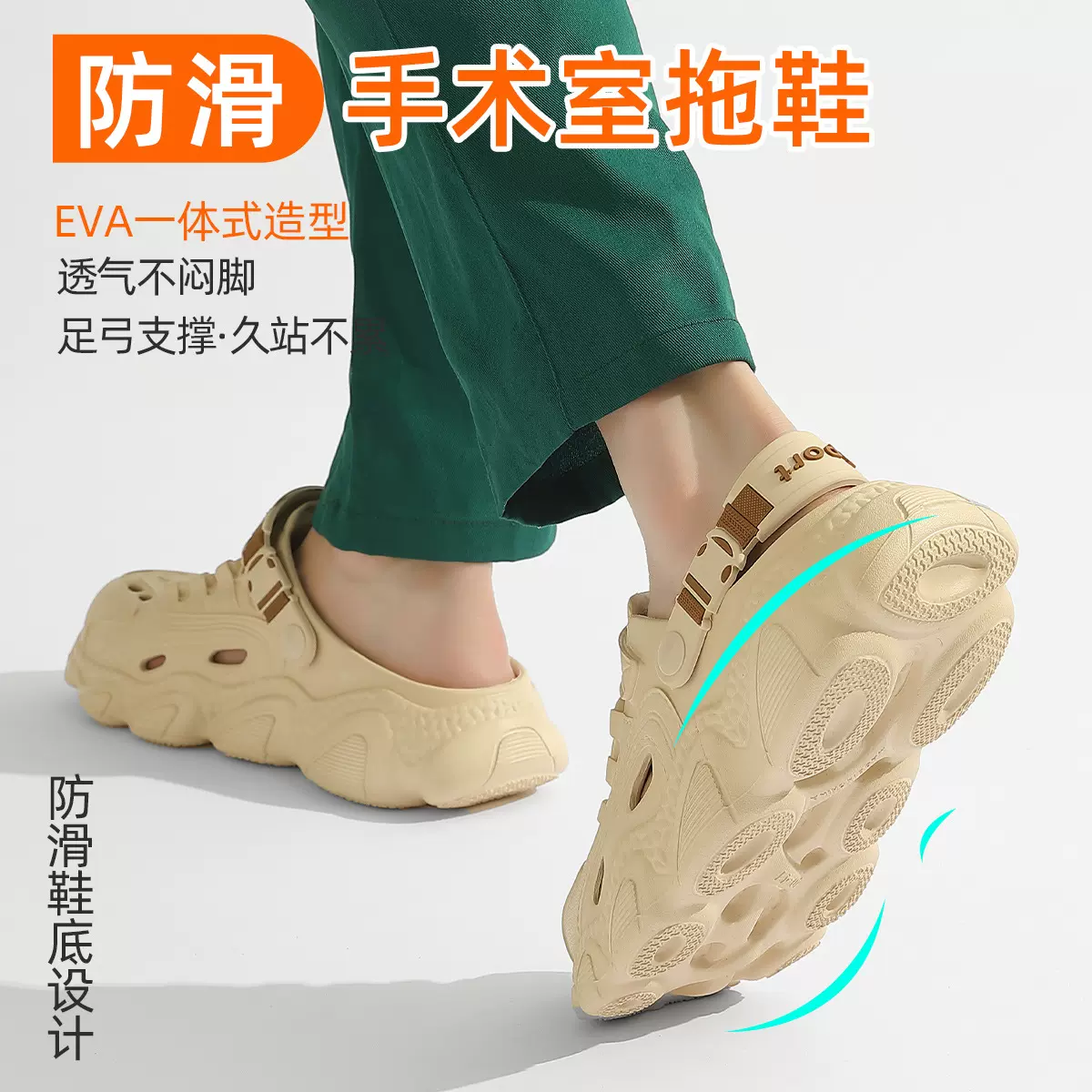 医护手术室拖鞋男款夏季外穿洞洞鞋2025新款eva厚底增高开车凉鞋