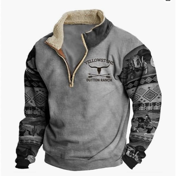 Amazon Independent Site Men's Stand Collar Half-Zip Crew Neck Sweatshirt pod