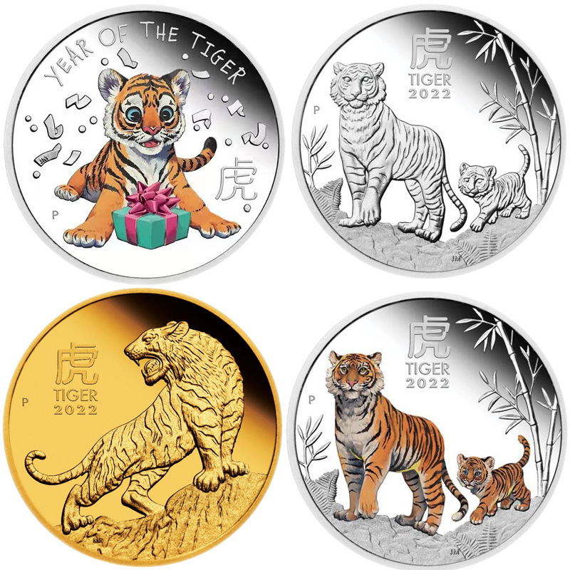 2022 New Tiger Coin Foreign Trade Commemorative Coin Crafts Australian Year of the Tiger Commemorative Medal Foreign Zodiac Commemorative Coin