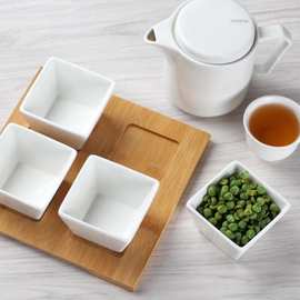 陶瓷果盘零食干果甜点碗竹制托盘厂家直销