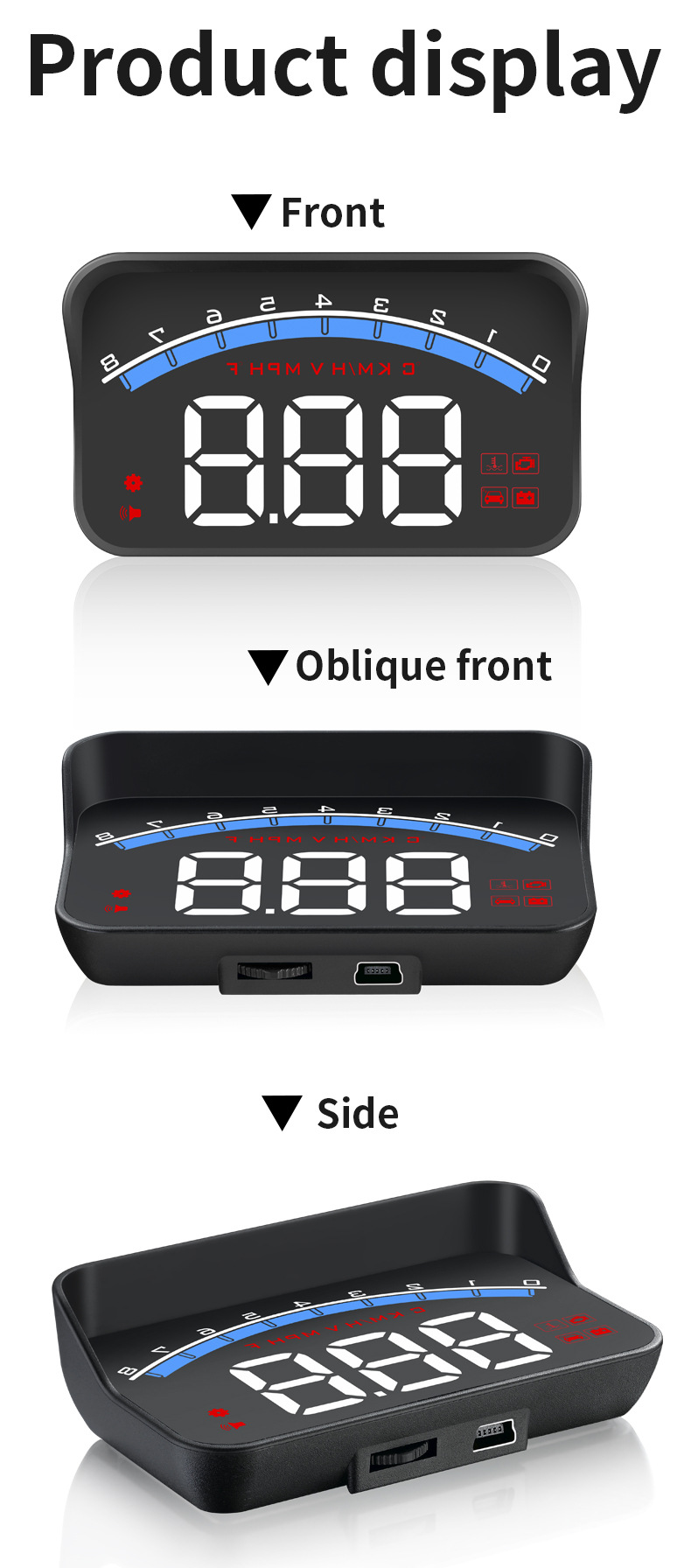 Cross-border exclusive car head-up display OBD2 fault code clearing diagnostic tool with high-brightness LED display