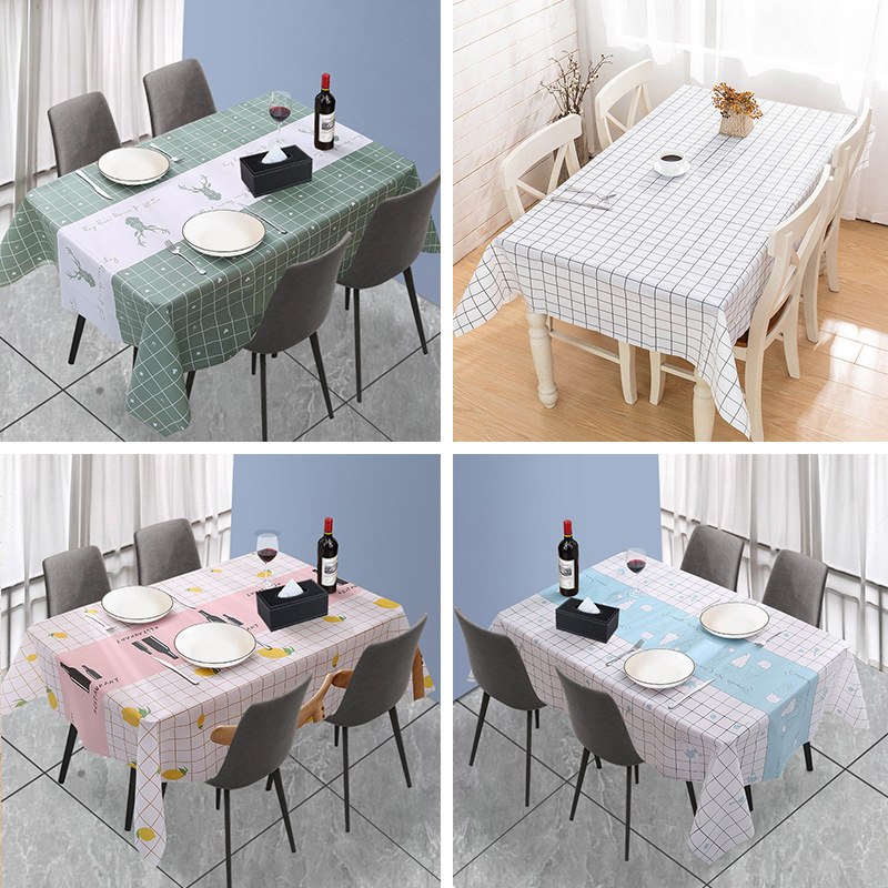 Internet Celebrity Simple Ins Style Scandinavian Plaid Tablecloth Waterproof No-Wash Tablecloth Peva Tablecloth Oil-Proof Table Mat Tablecloth