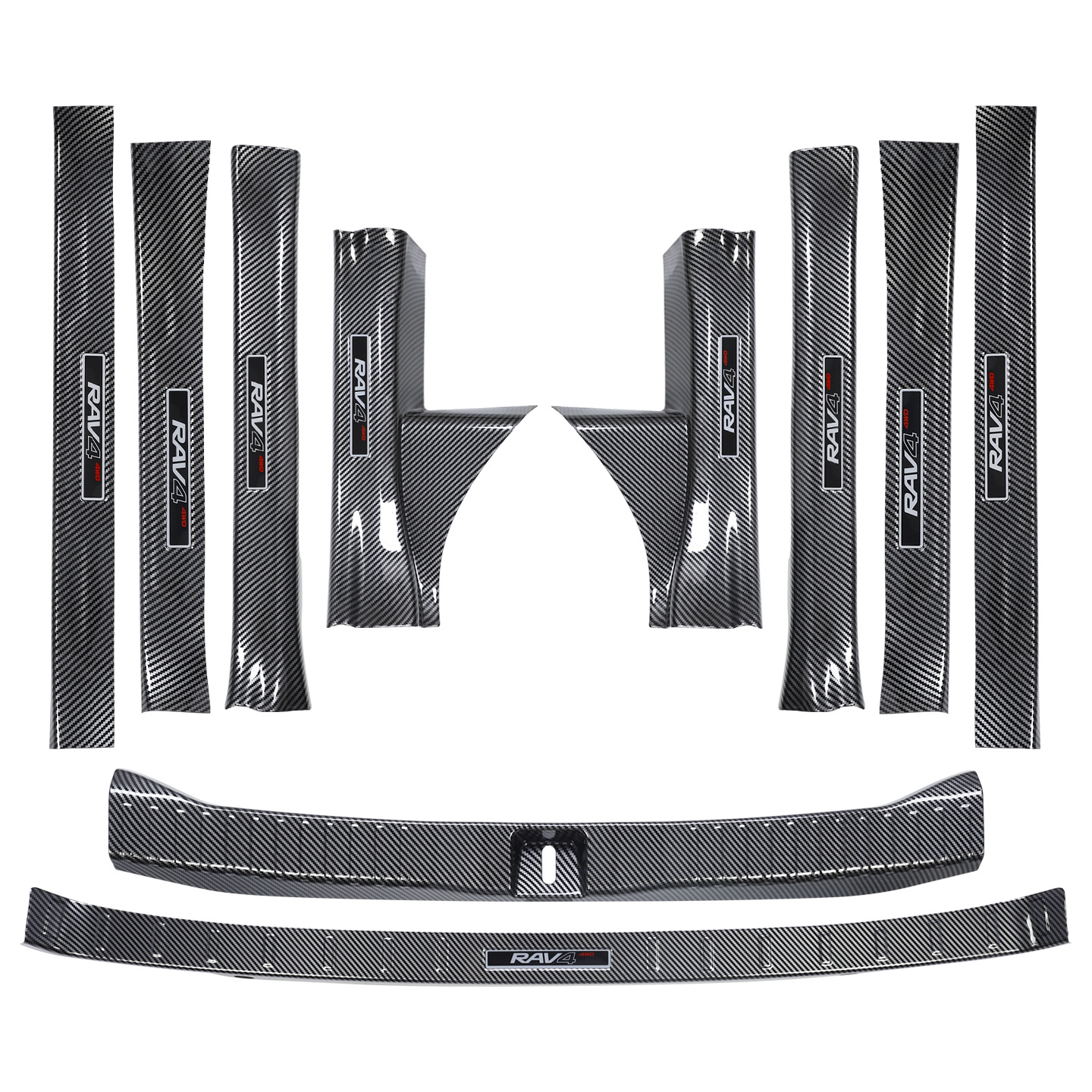 26 Types of Toyota Rav4 Door Sill Protection Strips, Wildlander Carbon Fiber Pattern Welcome Step Plates, Complete Set of Rv Modification Accessories