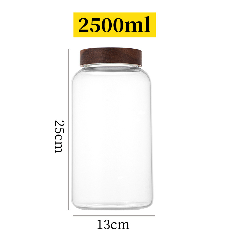 botella de embalaje de cáscara de naranja de gran capacidad alta borosilicato tanque de almacenamiento de vidrio sellado granos gruesos frutas secas jarro de té tapa de madera acacia