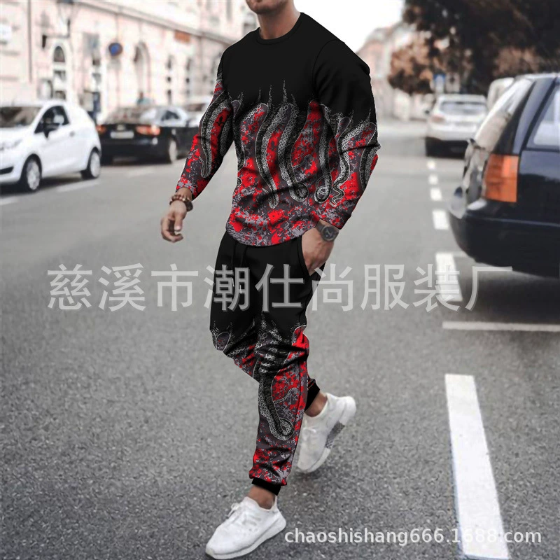 Футболка разноцветная, с длинным рукавом, брюки, европейский стиль, AliExpress