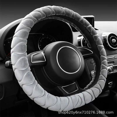 Winter Short Plush Handlebar | Steering wheel cover - d-type-gray-38cm