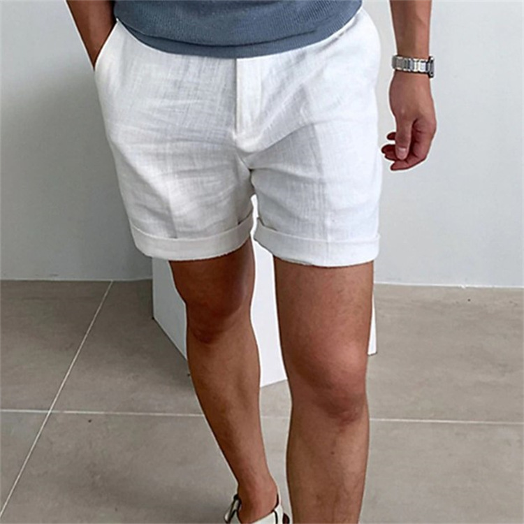 Linen Fabric Type Men's Solid Color Casual Sports Regular Fit Men's Bottoms