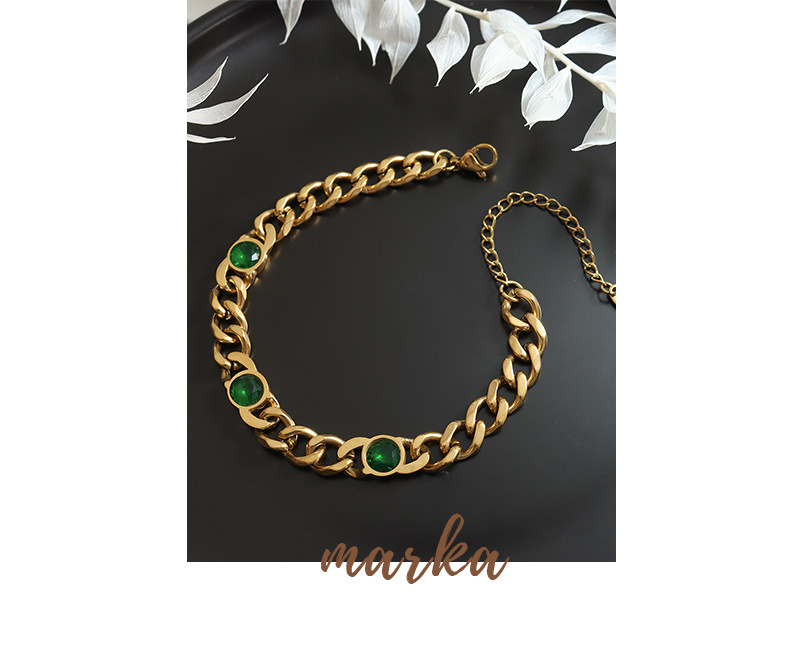 Fashion Round Titanium Steel Plating Inlay Zircon Womenu0027S Bracelets Necklace 1 Piece