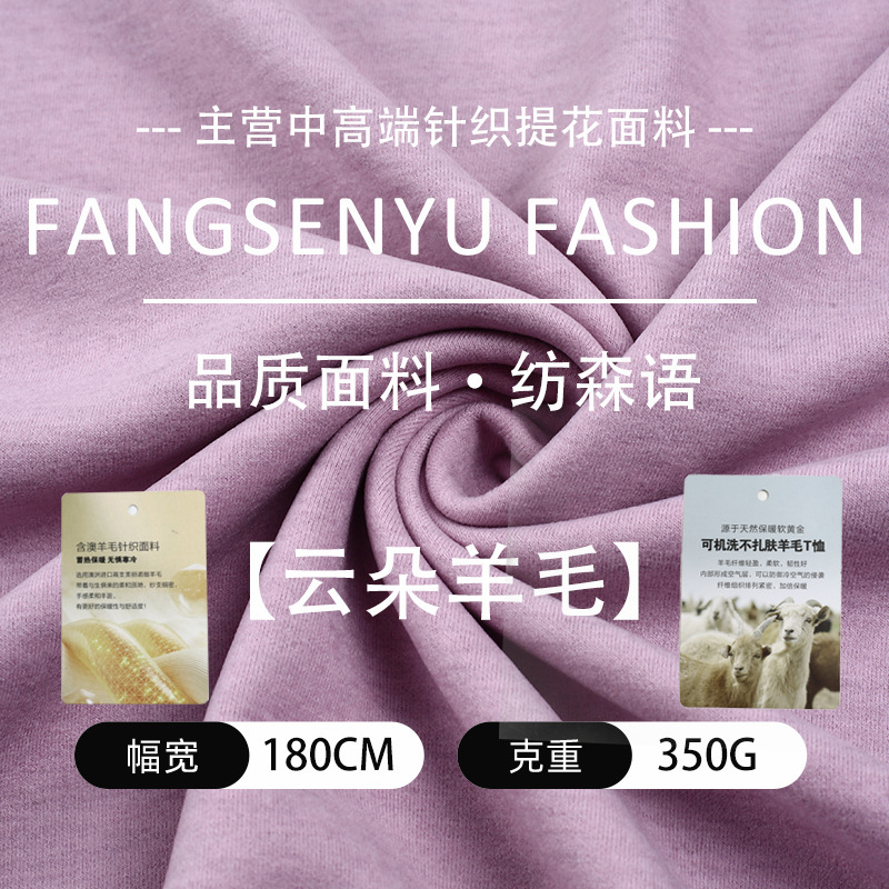Autumn and Winter 350g Wool Fleece Lyocell Fabric, High-Elastic Skin-Friendly Ribbed Fabric for Women's Sweaters and Sweatshirts