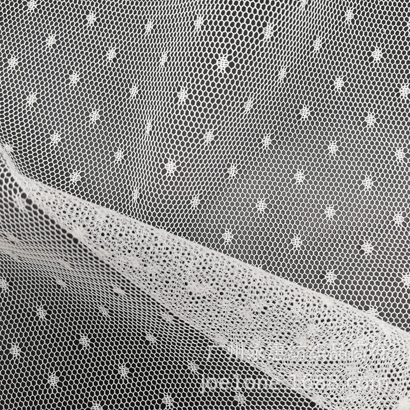 4075涤纶圆点花网布 女装连衣裙镂空透视衫 婚纱童裙小波点网眼布