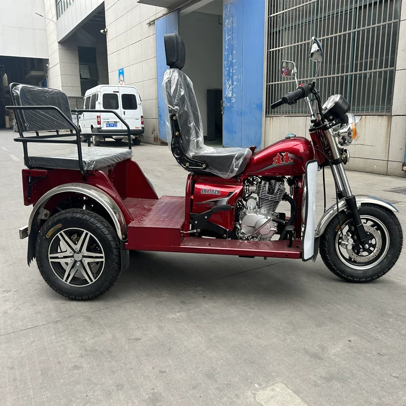 Трехколесный транспорт для людей с ограниченными возможностями на бензиновом двигателе, экспортная модель, с алюминиевыми колесами, грузовым отсеком, дисковыми тормозами, энергосберегающий и экономичный.