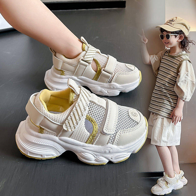 Children's 2025 Sports Shoes for Girls, New Cut Out Summer Baotou Breathable Running Shoes for Middle and Large Kidsren, Boys' Single Mesh Shoes