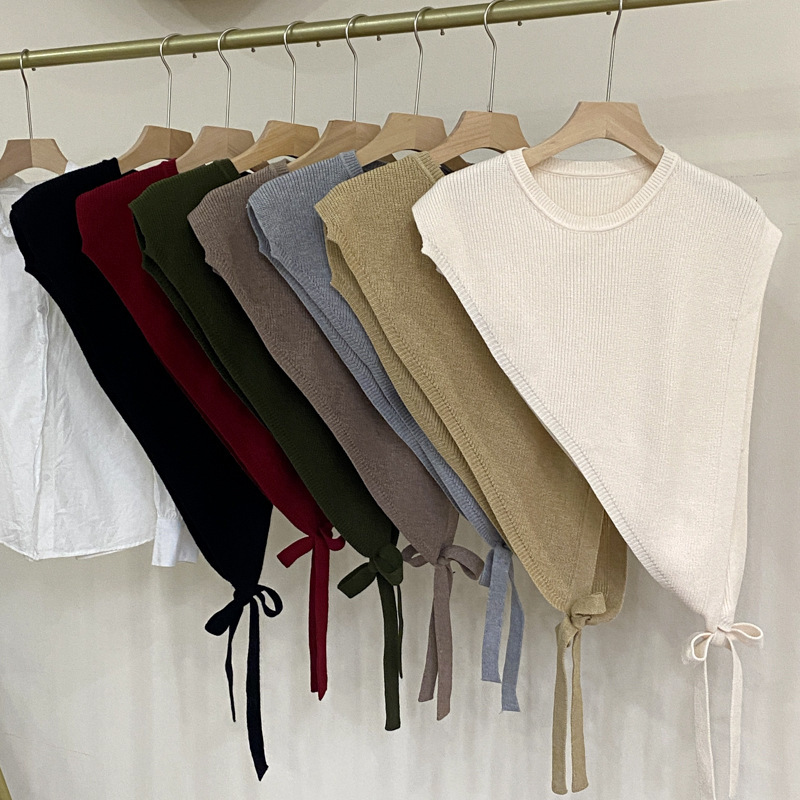 Korean Style 2025 New High-end Niche Design Beveled Triangle Knitted Shawl Vest for Women