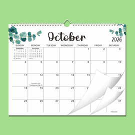 热销新款英文日历2026年18个月YO圈墙上挂历简约创意桌面规划本