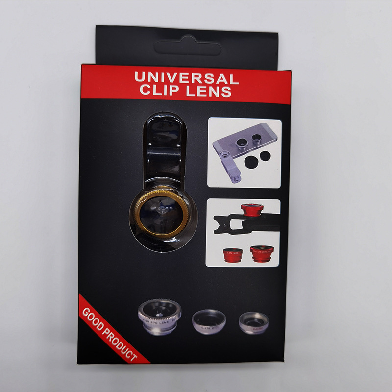 Mobile Phone Lens Magnifier 180-Degree Fisheye Wide-Angle Macro Selfie Device Three-In-One Fisheye Clip-On Lens
