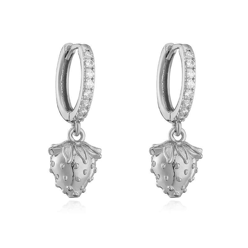 6g Weight Copper Ear Needle Material Zircon Inlay Material Charm Sleeper Hoop Earrings, Earrings Classification 1 Pair Quantity Holiday, Banquet, Daily Occasion Copper Material Cherry, Heart Shape Pattern Women's Gender Inlay Design Sweet Style 1 Pair Sweet Cherry Heart Shape Inlay Copper Zircon Earrings 25