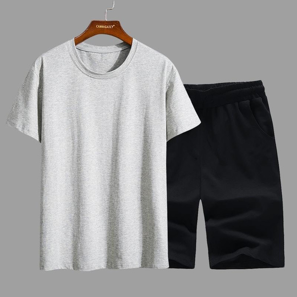 Cotton summer solid sports suit