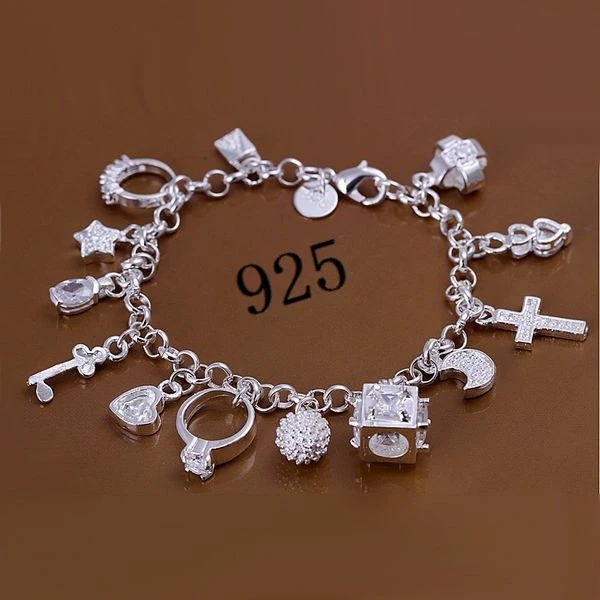 Bracelet, European-style charm bracelet, silver-plated with optional '925' stamp, fashion accessory