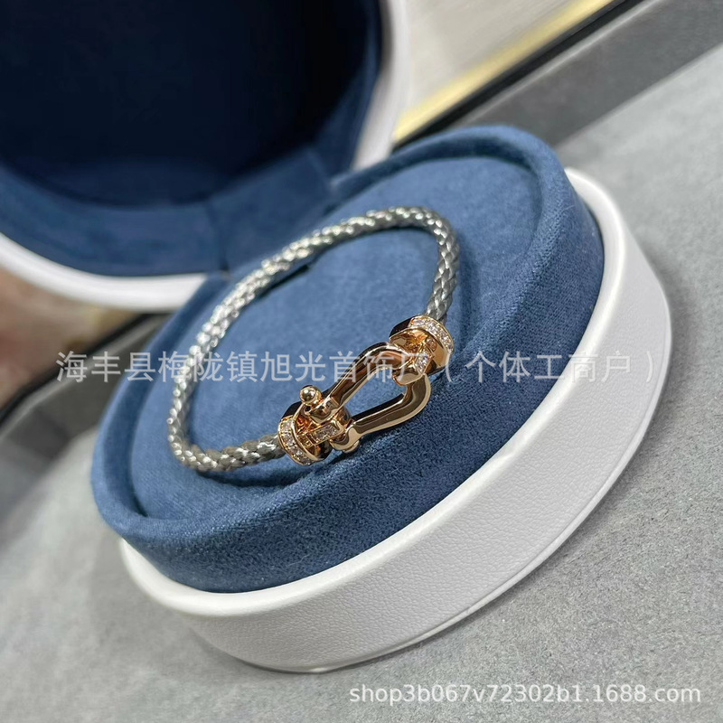 フレッド ファッショナブルでユニークな馬蹄バックル ダイヤモンド ブレスレット 合金 18K ローズゴールド ブレスレット 男性と女性のカップル用|undefined