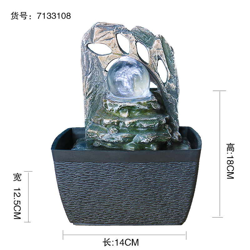 Adornos de agua corriente Agua circulante Fuente de lujo ligera moderna Escritorio de oficina Bola de feng shui pequeña decoración de sala de estar