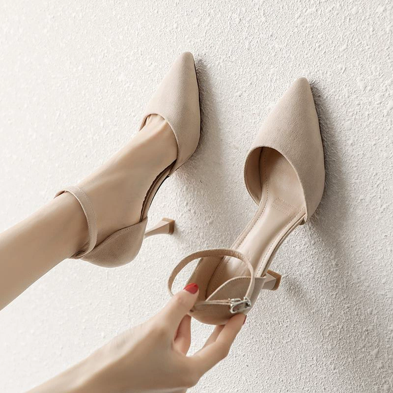Женская обувь 2023 Новая Весна универсальная женская обувь на высоком каблуке на шпильке, кошачий каблук, средний каблук, летняя и осенняя женская обувь, весна