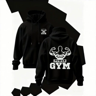 健身肌肉力量 GYM 字母前后印花连帽卫衣运动潮牌宽松套头帽衫