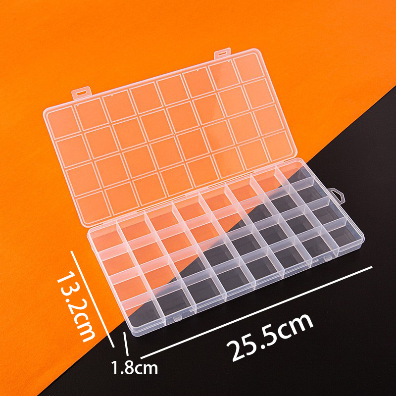 24-rejilla de plástico translúcido caja de almacenamiento multi-rejilla de escritorio caja de almacenamiento de artículos diversos DIY rejilla de uñas caja de la joyería de Ventas Directas
