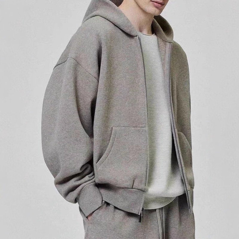 25 New Models of Fog Essentials Multi-Line American High Street Casual Loose Embossed Zipper Hoodie Trendy