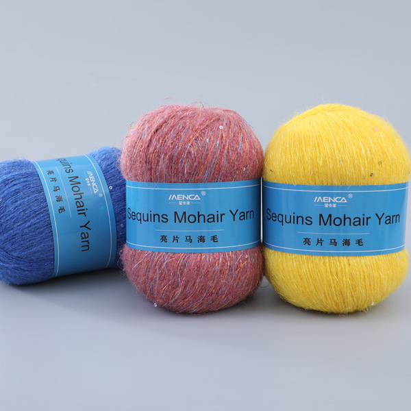 Beaded mohair yarn