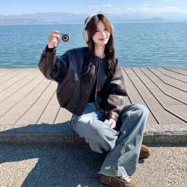 女装秋装2026新款洋气美拉德小个子短款皮衣外套