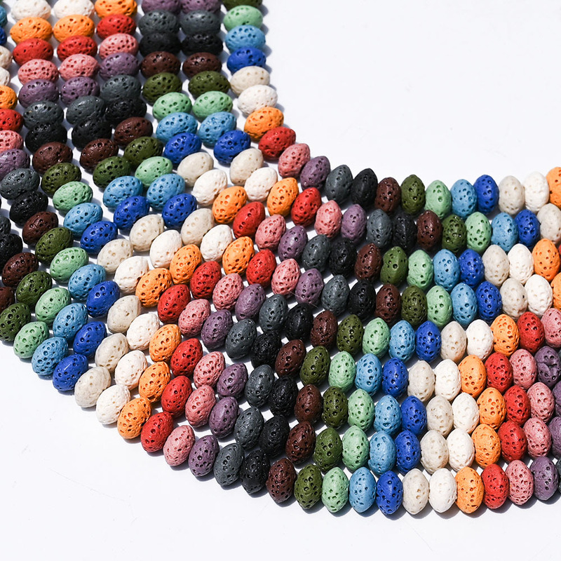 European and American Jewelry Rainbow Seven Color Chinese Abacus Beads Volcanic Lava Beads DIY Handmade Jewelry Accessories