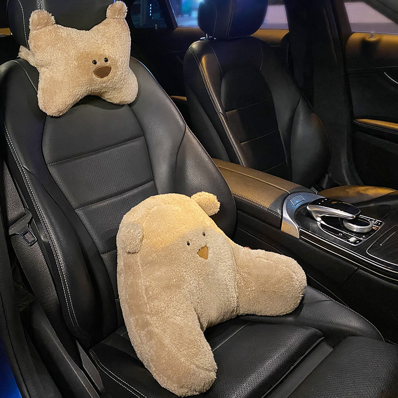 車のヘッドレスト、首枕、女の子用のかわいい車用クッション、インテリア用品、カーシート、腰サポートセット|undefined