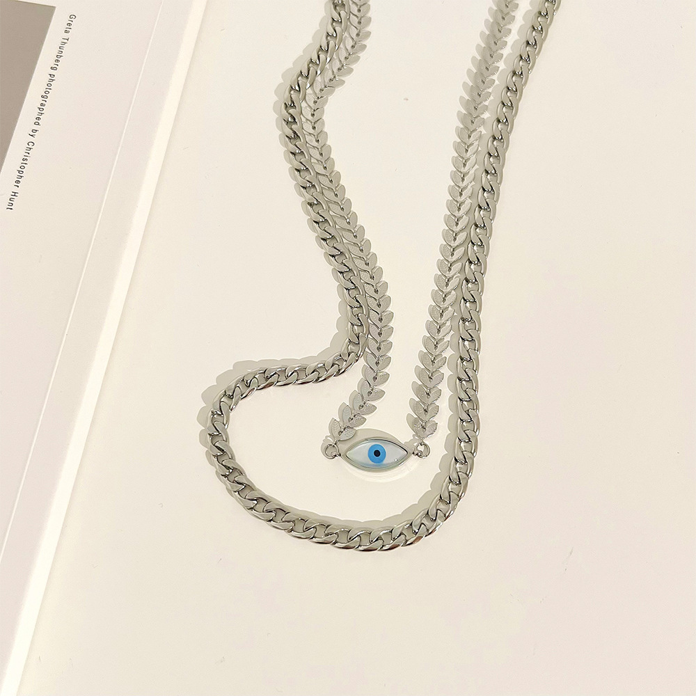 Fashion Devil'S Eye Stainless Steel Necklace Plating Stainless Steel Necklaces_colorza_4